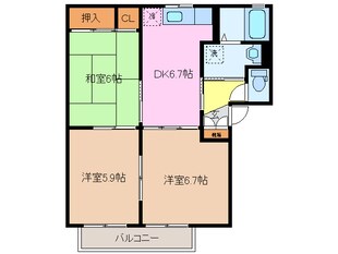 高茶屋駅 徒歩5分 2階の物件間取画像